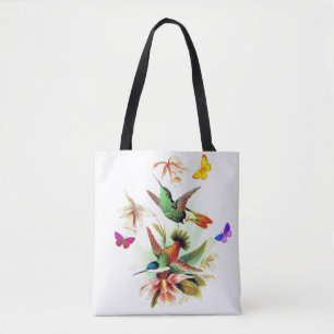 Vintage Hummingbird and Butterflies Tygkasse