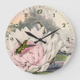 Vintage Hummingbird av John Gould Stor Klocka