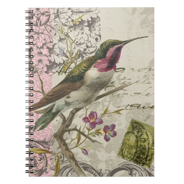 Vintage Hummingbird ...bärbar dator Anteckningsbok (Framsidan)