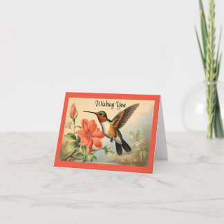 Vintage Hummingbird Birthday Card Kort