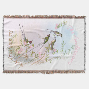 Vintage Hummingbird Blommigt Personligt bröllp Gif Filt