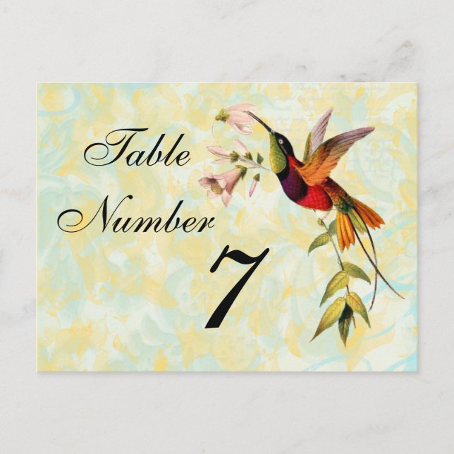 Vintage Hummingbird Bordsnummer Card (Framsida)