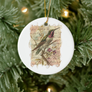 Vintage Hummingbird Julgransprydnad Keramik