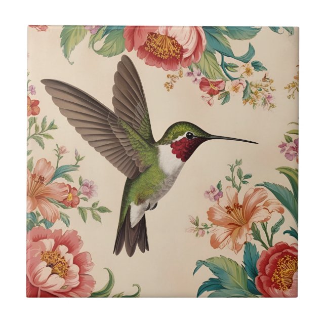 Vintage Hummingbird Kakelplatta (Framsidan)