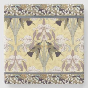Vintage Hummingbird Orkidé Art Nouveau Mönster Stenunderlägg