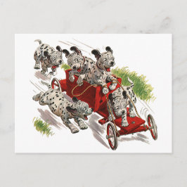 Vintage Humor Cute Dalmatian Puppy Hundar Fire Las Vykort