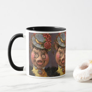 Vintage Humor, Fånig och Lungt Victorian Dam Gris Mugg