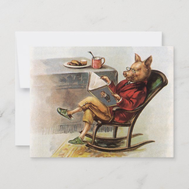 Vintage Humor, Gris i raketstol Läsande Bok (Framsida)