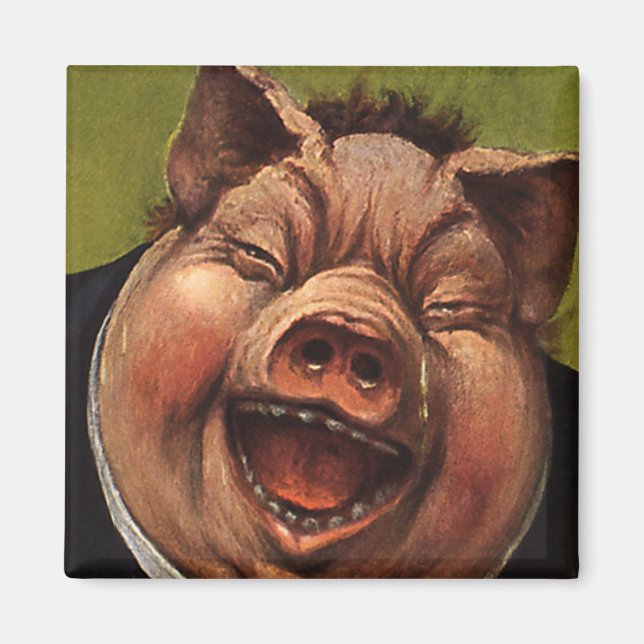 Vintage Humor, Laughing, Gris Magnet (Framsidan)