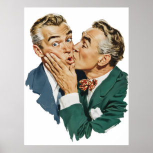 Vintage Humor Överraskande Kysscen Poster