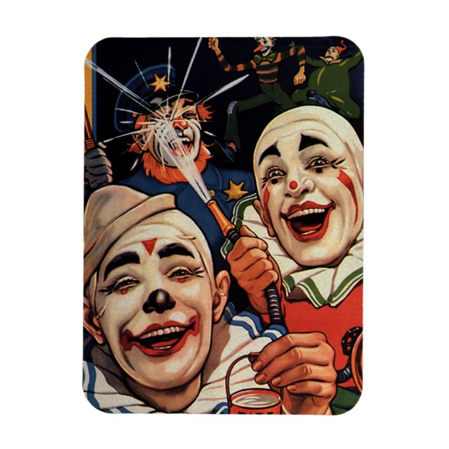 Vintage humor, skrattande cirkusclowner och polis magnet (Vertikal)