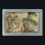 Vintage Humor, Viktorian Bride Groom Cats in Hats<br><div class="desc">Vintage illustrerar en lustig humor-bild med Victorian tabby katt som bär hattar. Ett bröllop för sällskapsdjur kärlek och romantik med kattbrud och kattgroom. Bröden bär en elegant blommigt-blomma och brudkatten bär ett finare-formellt top hat.</div>