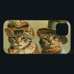 Vintage Humor, Viktorian Bride Groom Cats in Hats<br><div class="desc">Vintage illustrerar en lustig humor-bild med Victorian tabby katt som bär hattar. Ett bröllop för sällskapsdjur kärlek och romantik med kattbrud och kattgroom. Bröden bär en elegant blommigt-blomma och brudkatten bär ett finare-formellt top hat.</div>
