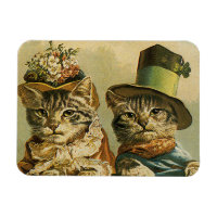 Vintage Humor, Viktorian Bride Groom Cats in Hats
