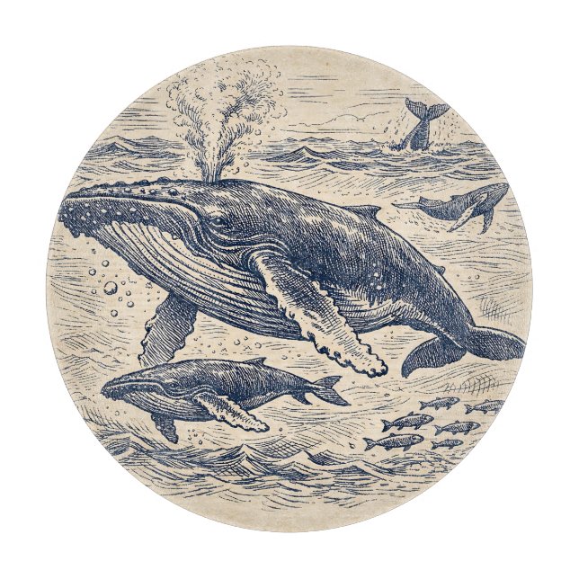 Vintage Humpback Whale Pod Engraving (Framsidan)
