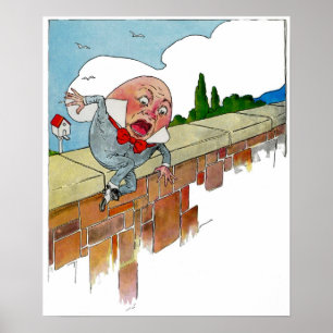 Vintage Humpty Dumpty Nursery Rhyme Illustration Poster