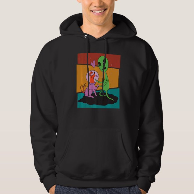 Vintage Hund Alien Hoodie (Framsida)