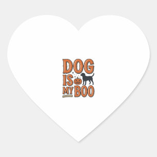 Vintage Hund Är Min Boo Halloween T-Shirt Design_1 Hjärtformat Klistermärke