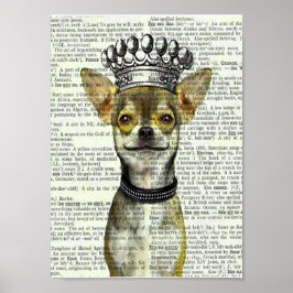 VINTAGE HUND ART PRINT, POSTER, CHIHUAHUA W KRONA POSTER