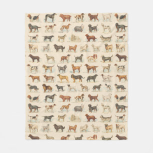 Vintage Hund aveln Teckning mönstrad Fleecefilt