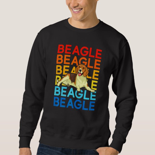 Vintage Hund Beagle   Lång Ärmad Tröja (Framsida)