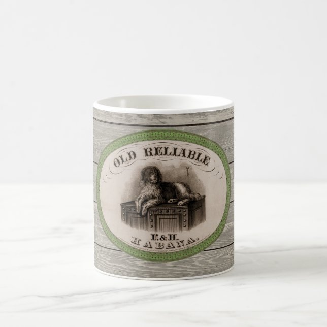 Vintage Hund Cigar-etikett Kaffemugg (Center)