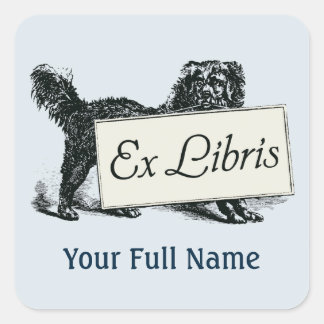 Vintage Hund Ex Libris Bokmärke, Bok Etikett