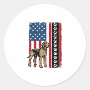 Vintage Hund Flagga Paw Print Patriotisk T-Shirt D Runt Klistermärke