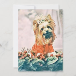 Vintage Hund för ljus jul, vattenfärg Julkort