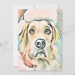 Vintage Hund för ljus jul, vattenfärg Julkort