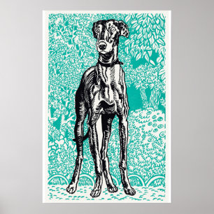 Vintage Hund Greyhound (1912) av Moriz Jung Poster