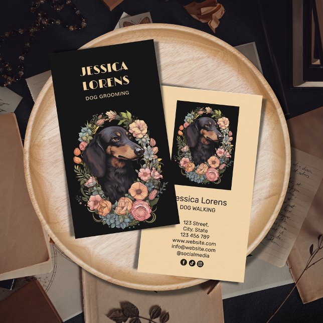 Vintage Hund Groomer Pet Dachshund Puppy Visitkort (Skapare uppladdad)