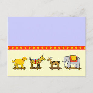Vintage Hund Horse Goat Elephant pull Leksaker vyk Vykort