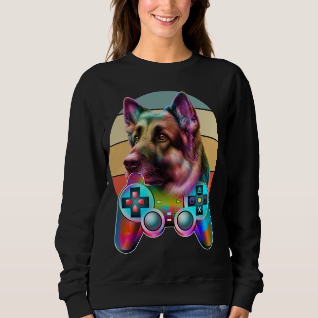 vintage hund och spelkonsol t shirt (Framsida)