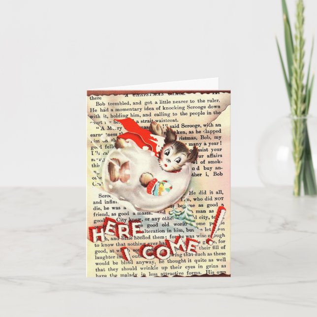 Vintage Hund Snowball-julkort Kort (Framsida)