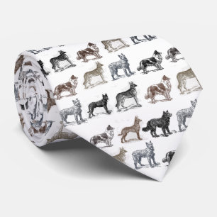 Vintage Hund Svartvit Färg Tone, Svartvit Teckning Slips