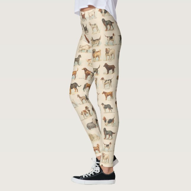 Vintage Hund Teckning mönstrad Leggings (Vänster)