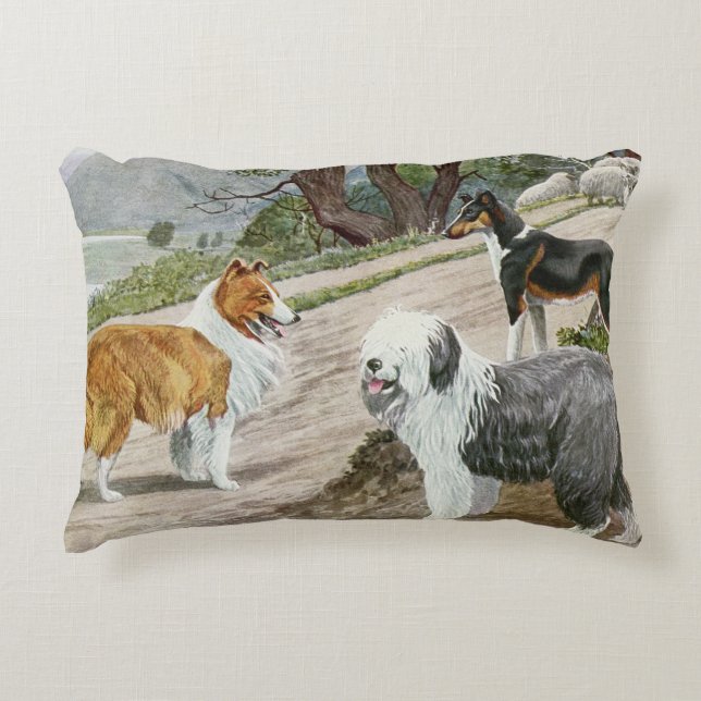 Vintage Hund Trio Prydnadskudde (Framsidan)