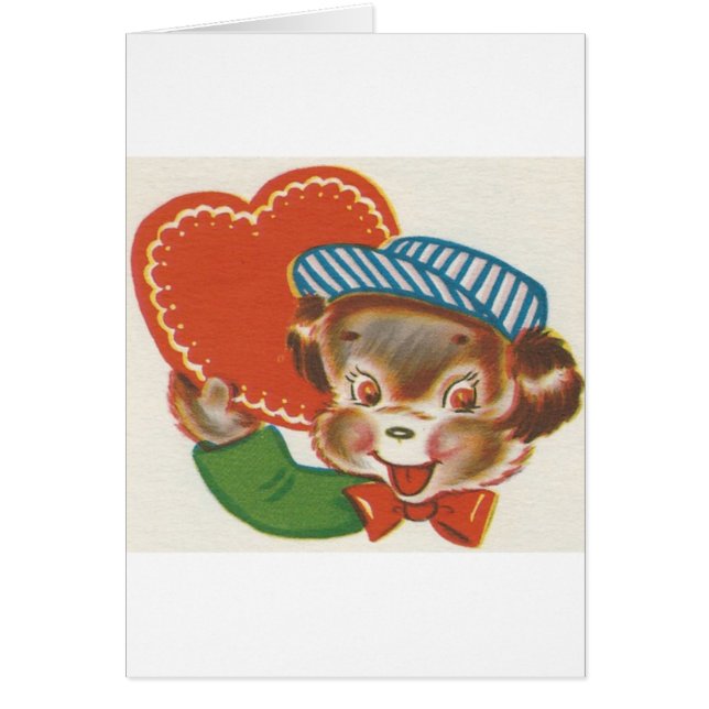 Vintage Hund Valentine Hälsningskort (Framsidan)