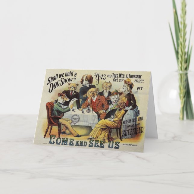 Vintage Hund Visa meddelande, Kort (Framsida)