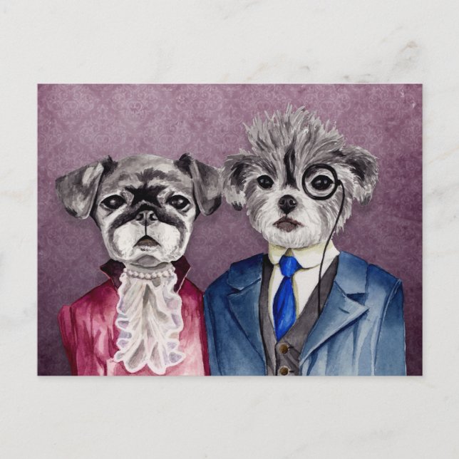 Vintage Hundar Art Vykort (Framsida)