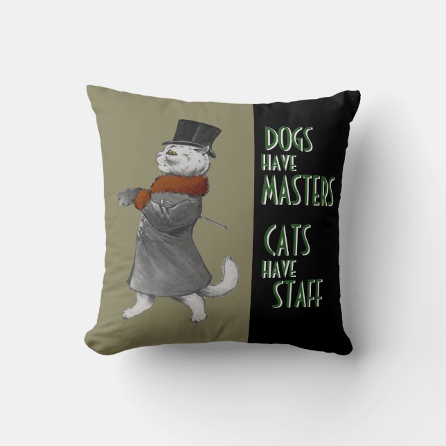 Vintage Hundar har magisterkatt med personaloffert Kudde (Framsida)