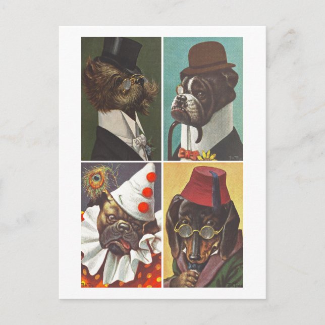 Vintage Hundar vykort för kläder (Framsida)
