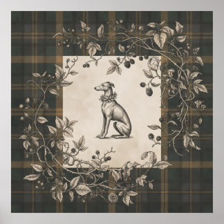 Vintage Hundgravyr Botanisk Trädgård Poster
