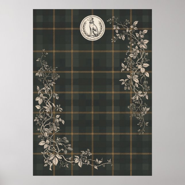 Vintage Hundgravyr Botanisk Trädgård Poster (Framsidan)