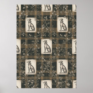 Vintage Hundgravyr Botanisk Trädgård Poster
