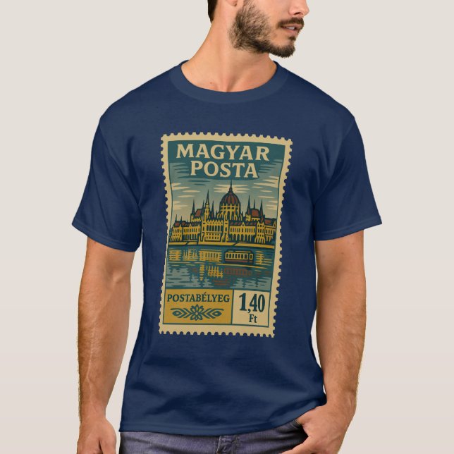 Vintage Hungary Postage Stamp Shirt T (Framsida)