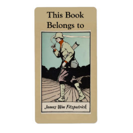 Vintage Hunter Smoking a Cheroot Bookplate Fraktsedel