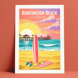 Vintage Huntington Beach California Vykort
