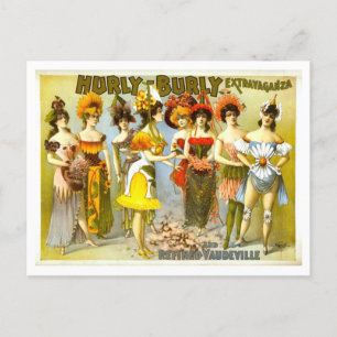Vintage Hurly-Burly Vaudeville Advertisement Vykort